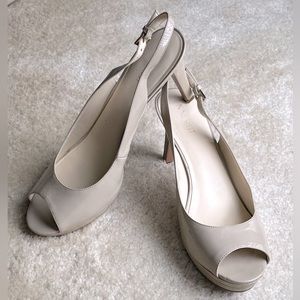 Nine West Nude Peep-toe Platform Heels